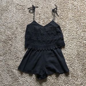 Topshop romper embroidered, spaghetti straps